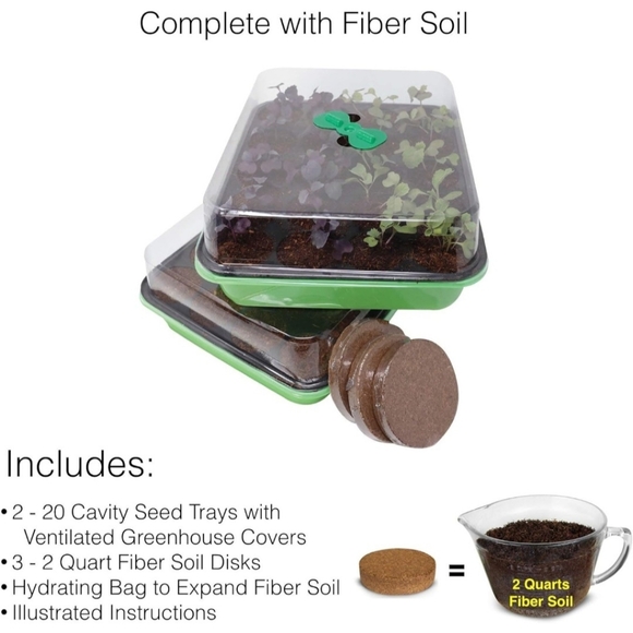 Window Garden 20 Cavity Seed Starter Germination Kit Fiber Soil - Picture 4 of 5
